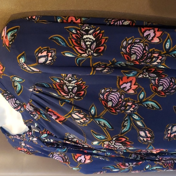 Express Long Sleeve Blue Floral Retro Blouse XS - Picture 3 of 10